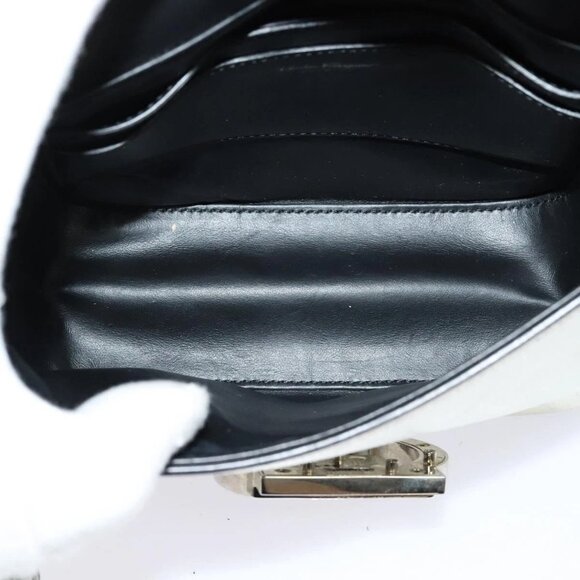 Salvatore Ferragamo Gancini Bag Leather Champagne Gold Silver Auth - Picture 11 of 16